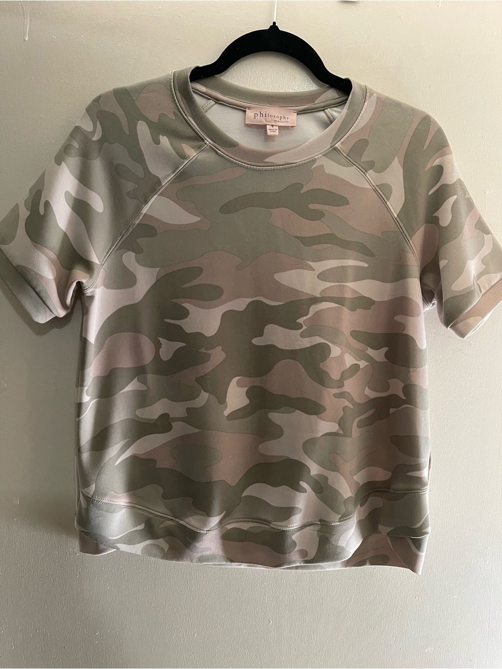 Philosophy Pink & Sage Green Camo Short-Sleeve Hoodie Tee